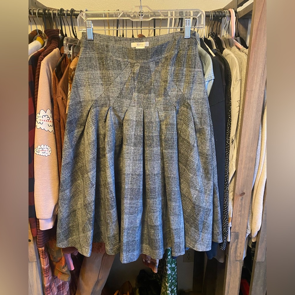 Traditional A-Line Vintage Inspired Retro Gray Midi Skirt